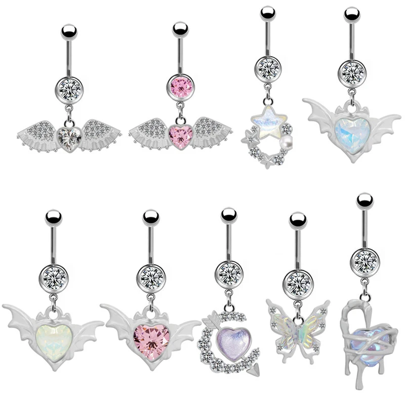 Fashion Butterfly Belly Button Rings Star Heart Zircon Navel Ring For Women Belly Navel Rings Body Piercing Jewelry Accessories