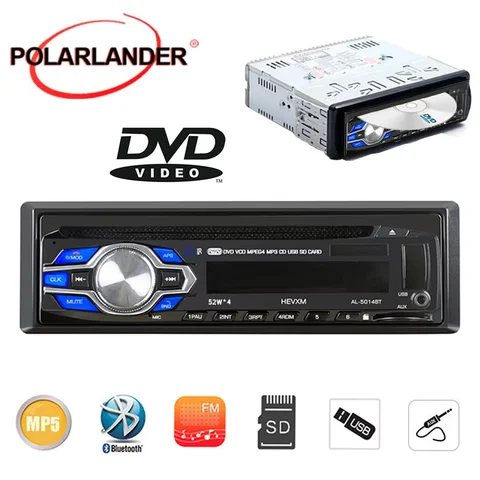 New Bluetooth Car Radio CD Player 12V Car Audio Player R Stereo Answer Hang up Phone 1 Din AUX in USB MP3, Remote Control