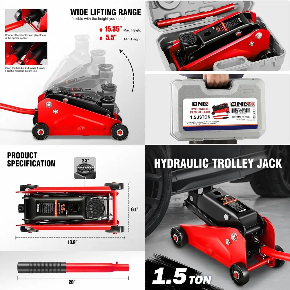 

Низкопрофильный гидравлический напольный домкрат 1,5 тонны, диапазон лифта 5,5-15,35, красный