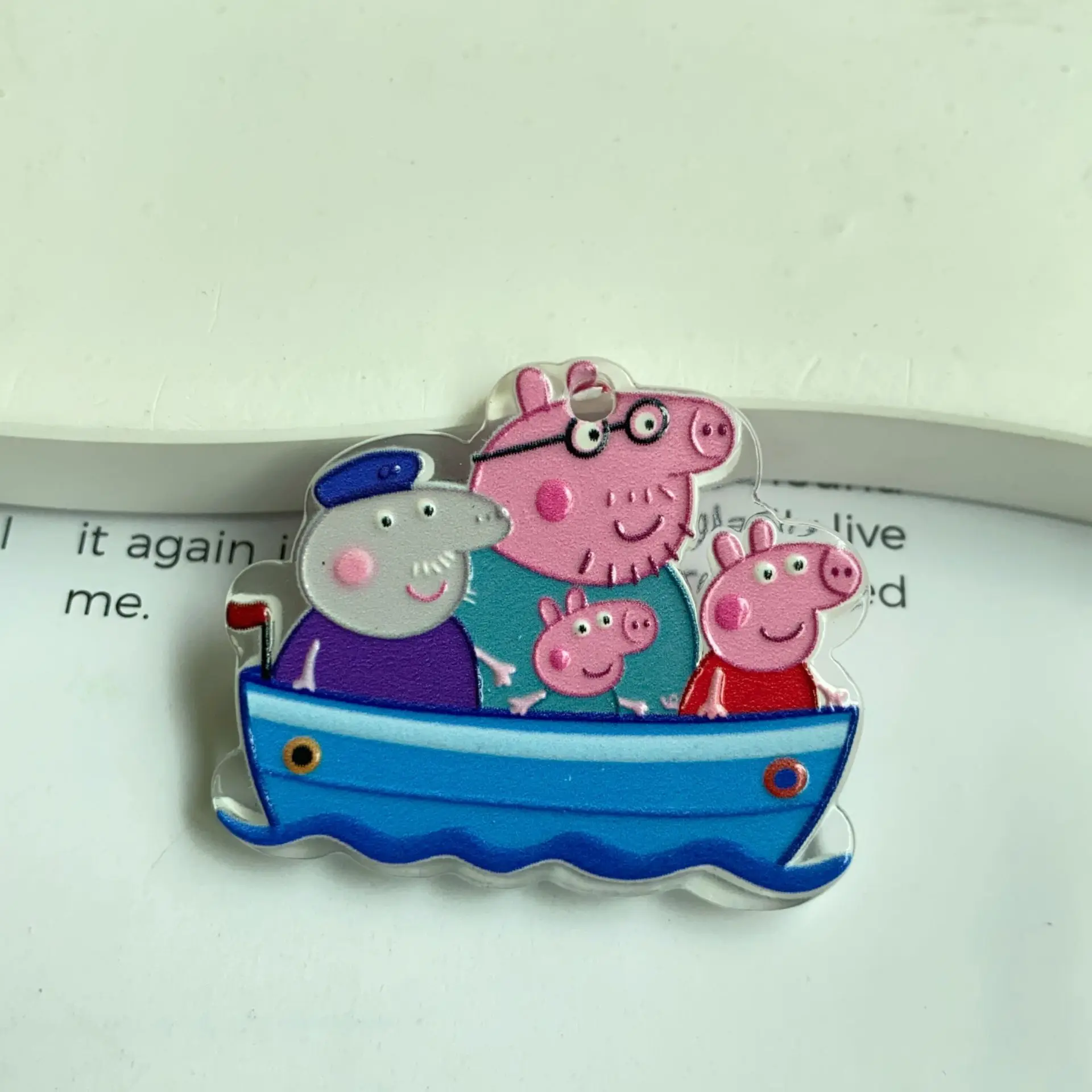 Hanging hole bright oil embossed hanging hole cartoon Peppa Pig chip pendant DIY mobile phone chain key bag hanging accessories - view 5