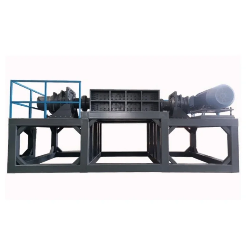 Blue HDPE Double Shaft Drum Scrap Large Plastic Shredder Machine Crushing Equipment