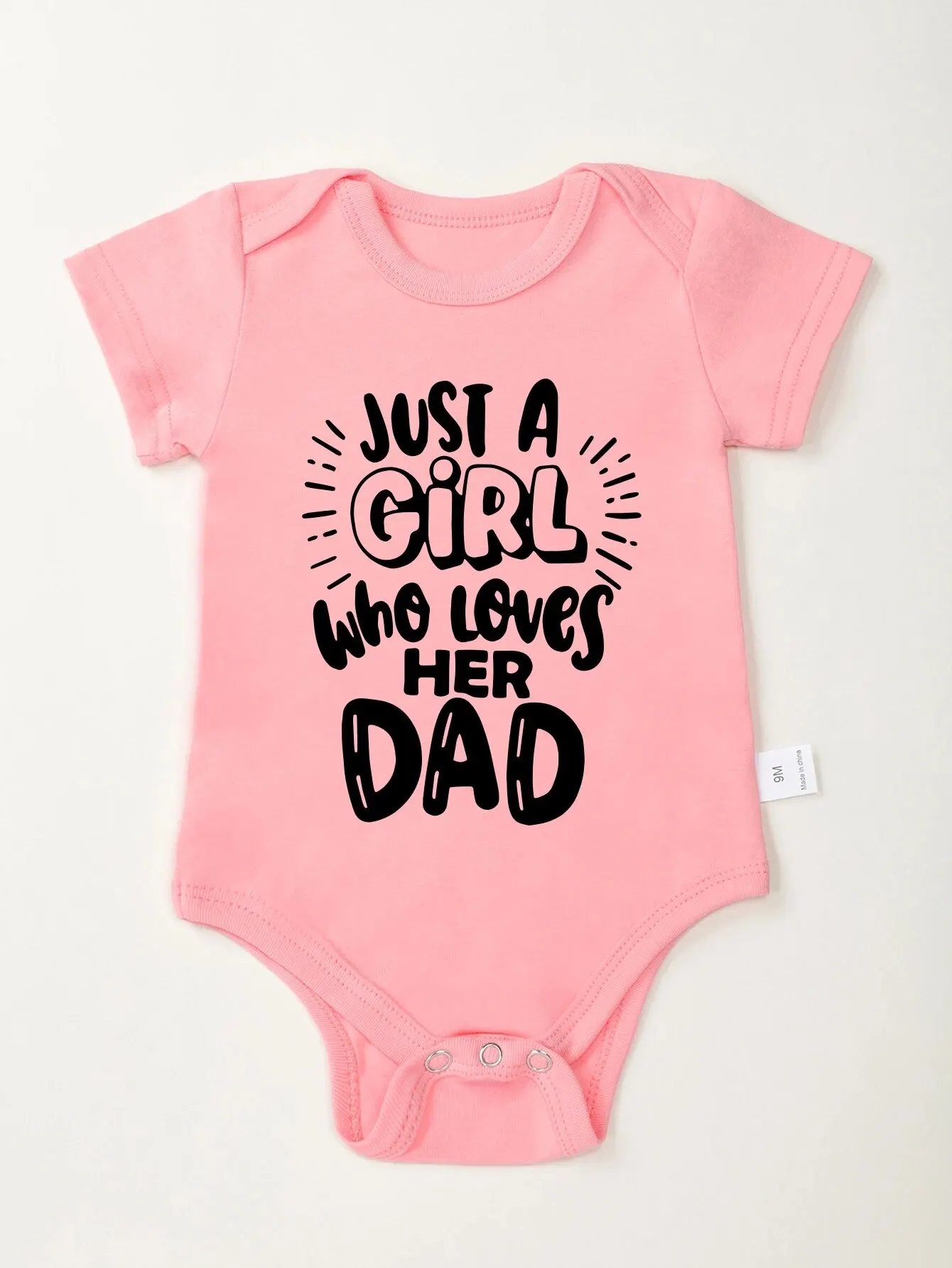 Just a Girl Loves Who Her Dad Baby Onesie Pink Fashion Aesthetic Summer Newborn Clothes Cotton Toddler Jumpsuit Cheap Wholesale