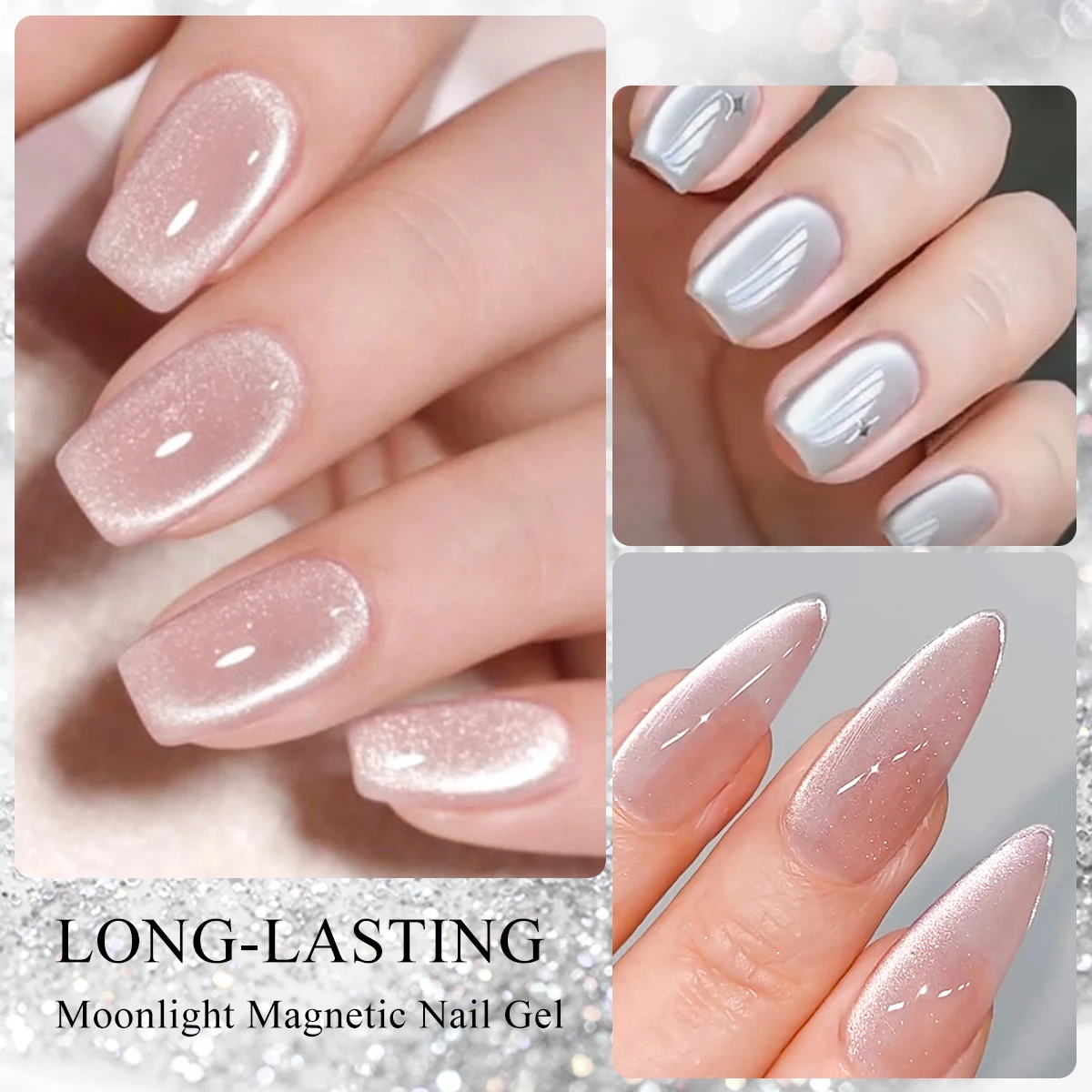 طلاء أظافر جل مغناطيسي على شكل قطة كريستال ضوء القمر 7 مل، جل الأشعة فوق البنفسجية اللامع المجسم لون كريستالي لصالون الأظافر DIY في المنزل #4