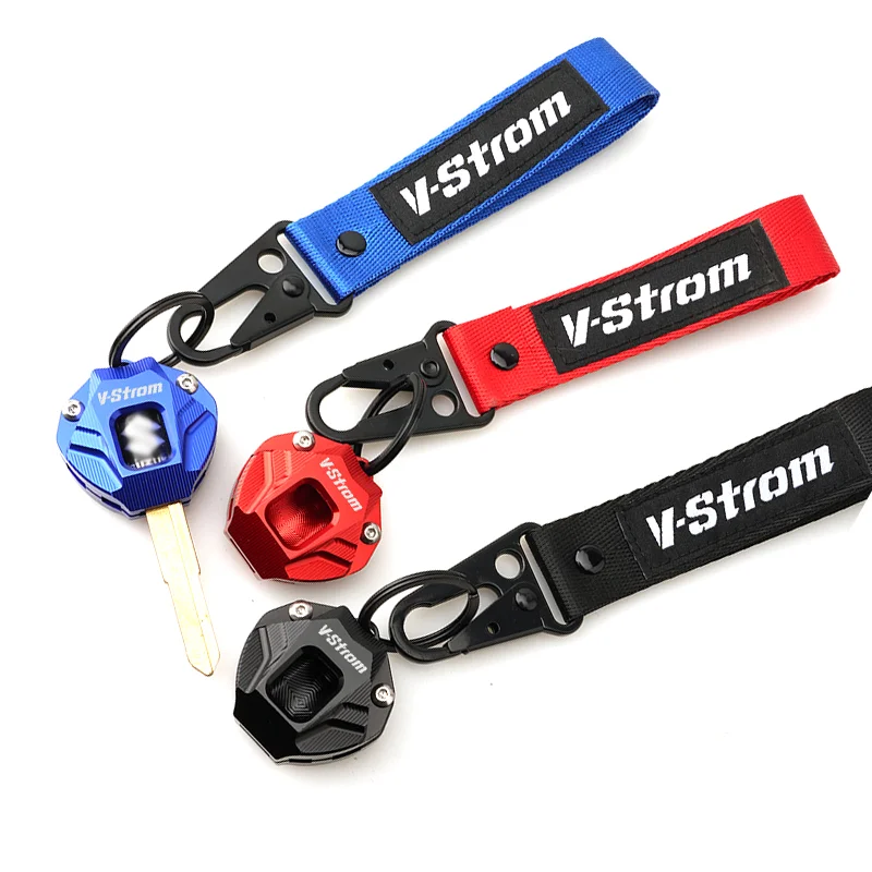 For Suzuki V-Strom 650 1000 1050 1050XT 800DE Vstrom DL1050 DL 650 800 DE Motorcycle CNC Key Case Shell Cover & Keyring Keychain