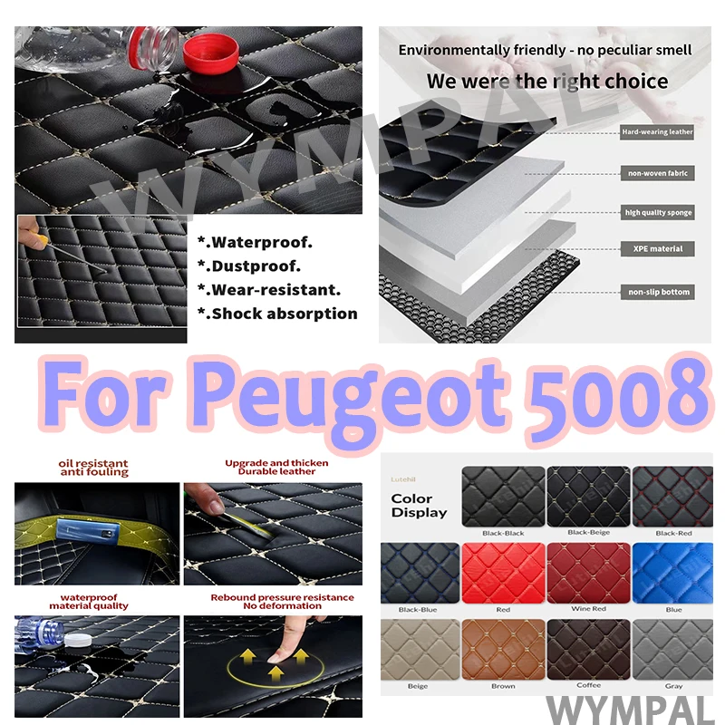 

Luxury Car Floor Mats For Peugeot 5008 2017 2018 2019 2020 2021 Auto Luxury Leather Men Women Car Mats Full Custom Automotive