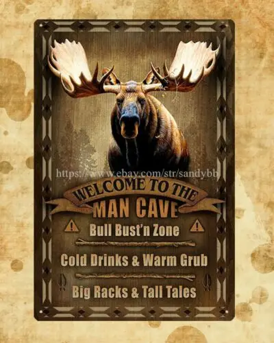 man cave moose metal tin sign bedroom decoration sign