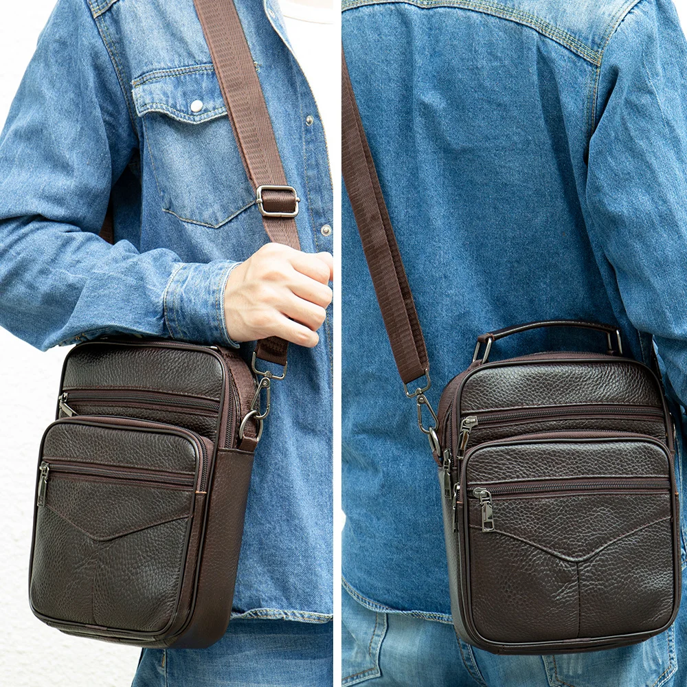 Men Genuine Leather Bag Men's Fashion Retro Casual Handbags Shoulder Crossbody s Business Messanger For Male