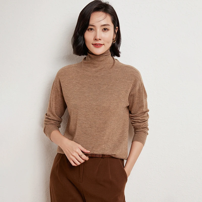 WinvyNee 2024 New Arrivals Women Merino Wool Sweater Autumn Turtleneck Casual Long Sleeve Outerwears Pullovers Winter A1263010