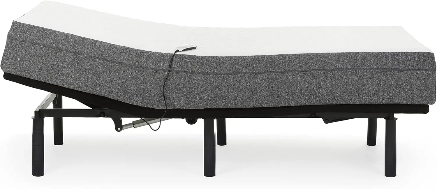 

10-дюймовый матрас из гелевой пены средней жесткости с регулируемым каркасом кровати e2, комбинированный комплект с проводным пультом дистанционного управления для головы и ног (королева)