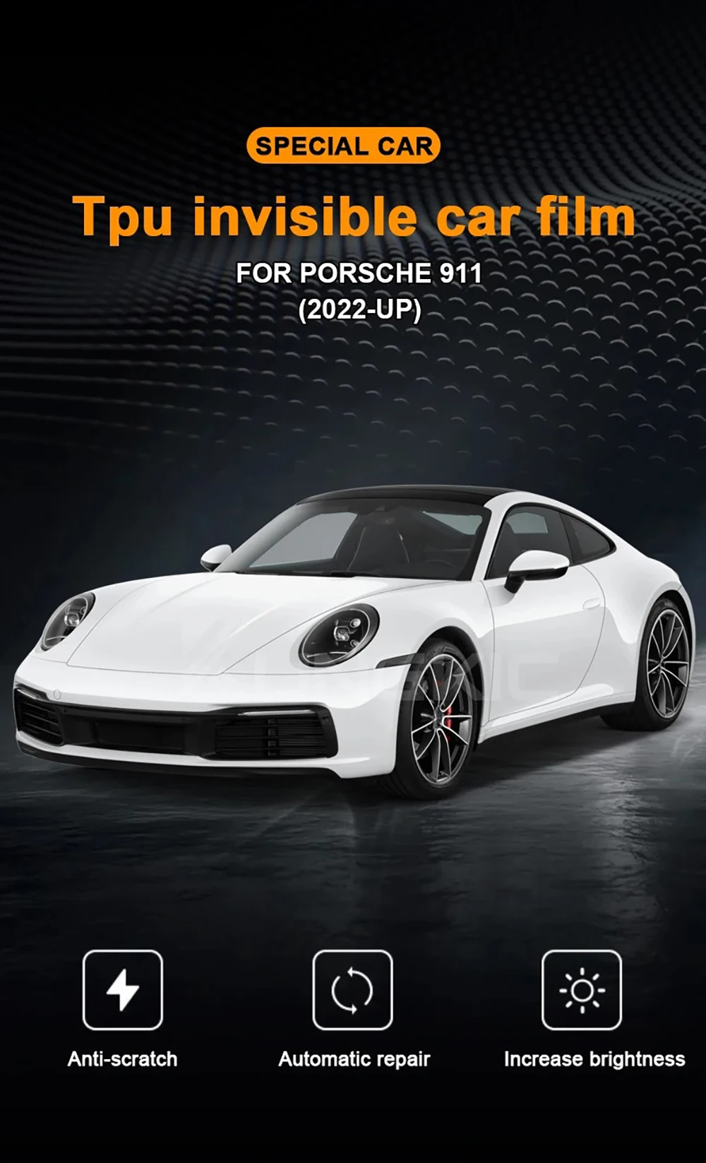 TPU-Folie für Porsche 911 2020-2025 Auto-Hecktür Schutzfolie Transparente TPU-Folie Schutzfolie für Ecken Kratzfeste Folie – Detail 1