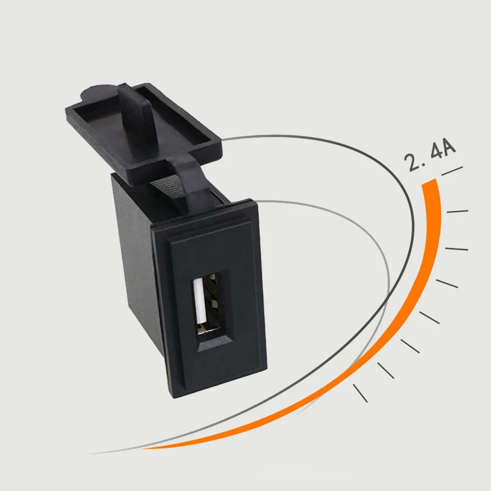 HOT SALE 12V/24V Single USB Car Charger Socket 5V 2.4A Power Adapter Square Shape Waterproof for Motorcycle RV Boat Ship
