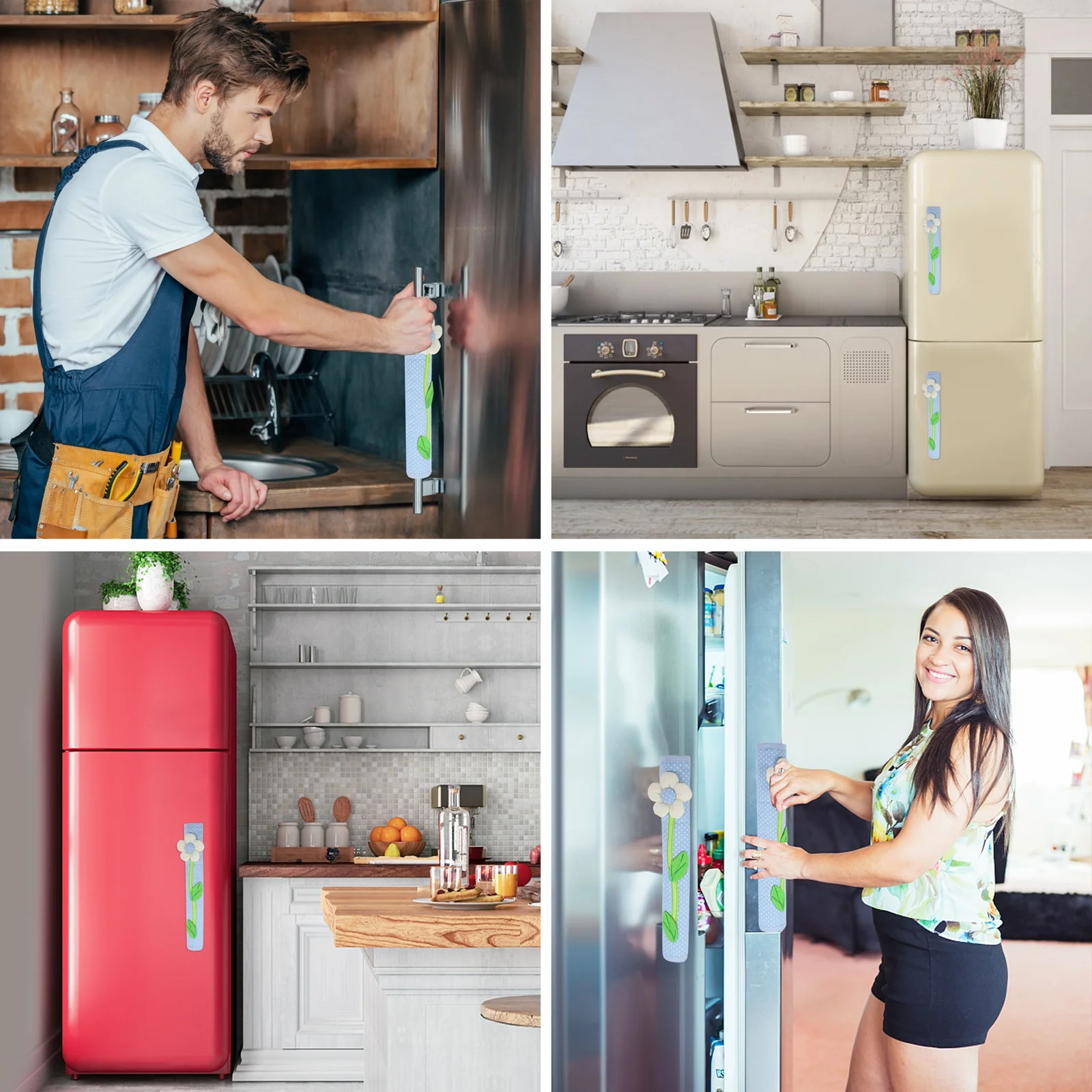 

2Pcs Fridge Handle Case Protective Covers High-Quality Non-Slip Adhesive Fastener Gloves for Oven Microwave Appliance Handles