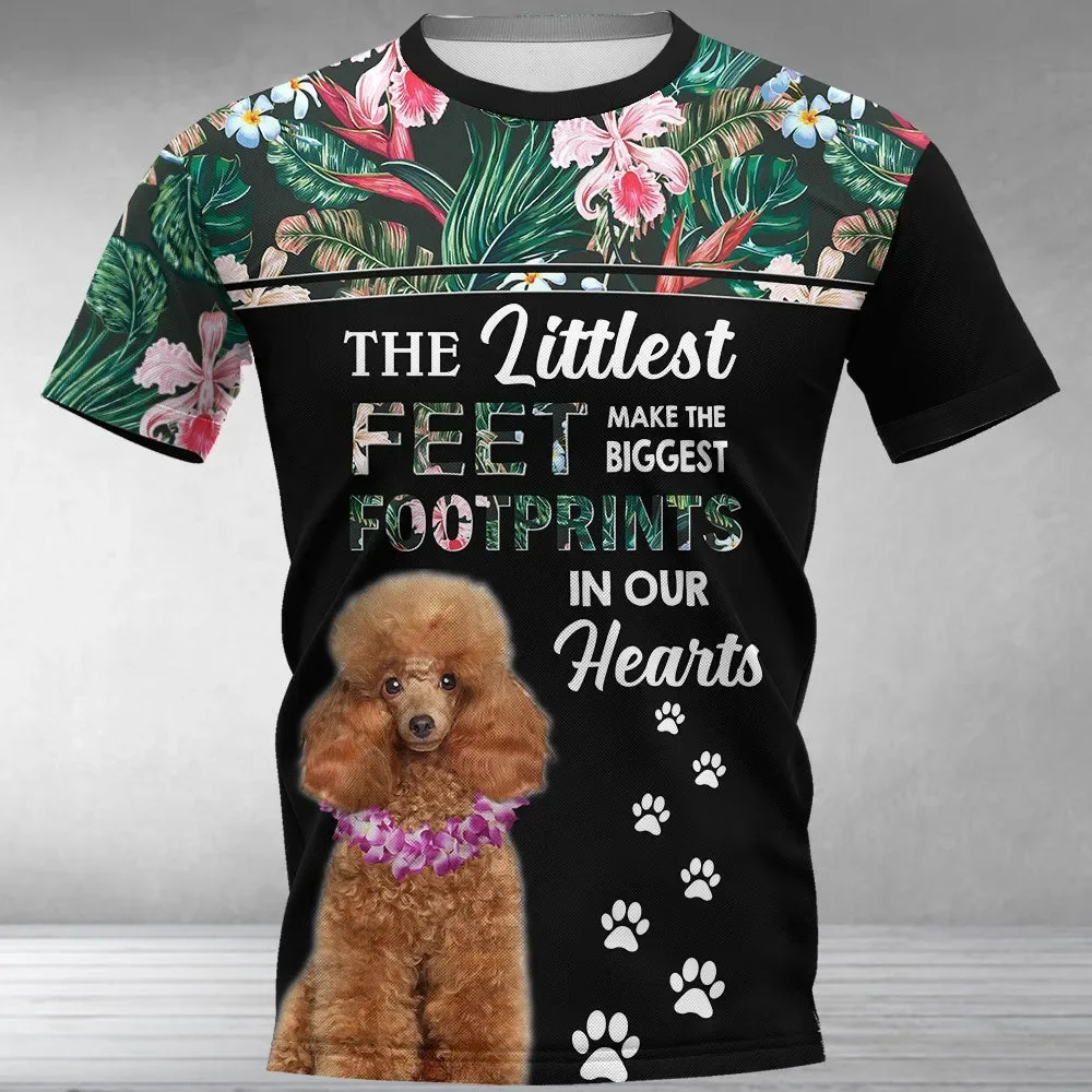 HX Poodle T-shirts Floral Printed Dogs Animals T-shirt Harajuku Streetwear Fashion Tees Short Sleev Shirts Dropshipping
