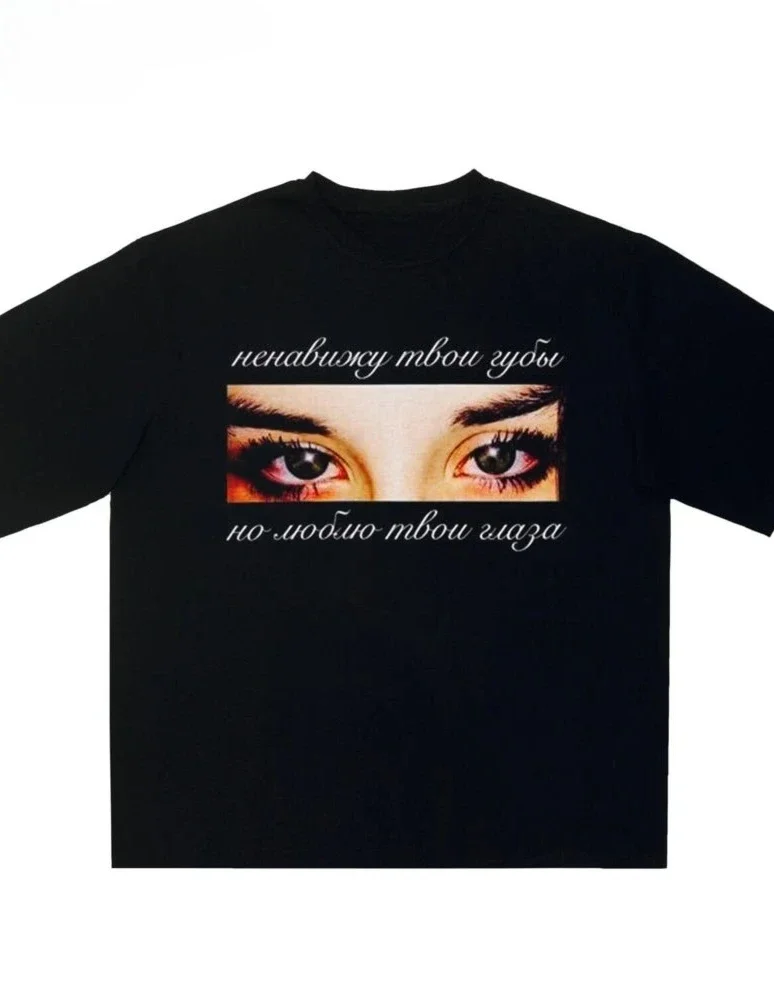 Harajuku Streetwear Damenkleidung Augen-Grafik-Print T-Shirt Hip-Hop Ästhetik Kurzarm-Oberteil Goth Y2k Mode Vintage