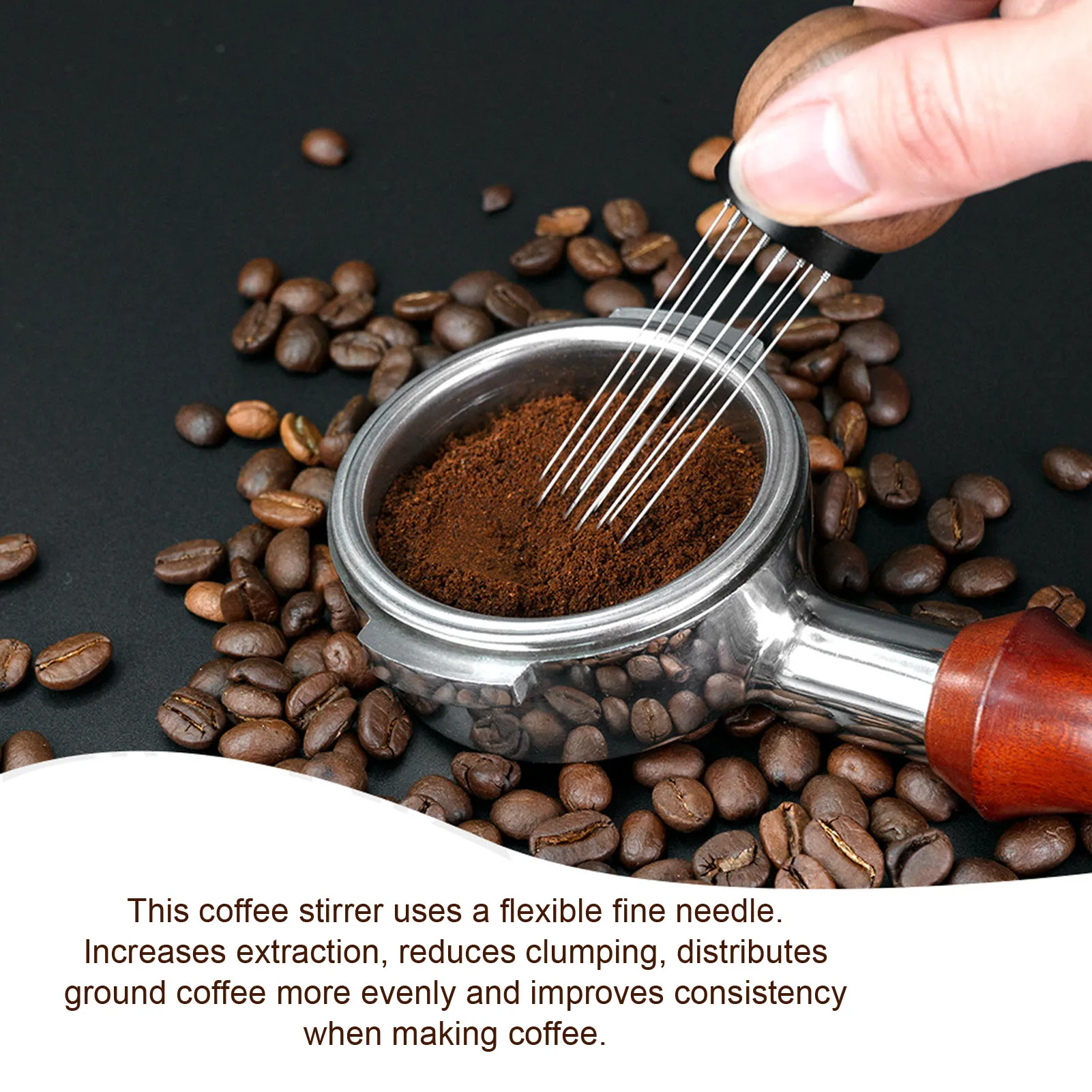 

Кофемолоток Темпер для кофе Игольчатый тип Распределитель кофе Из нержавеющей стали Ореховое дерево Темпер для кофе для принадлежностей кофемашины