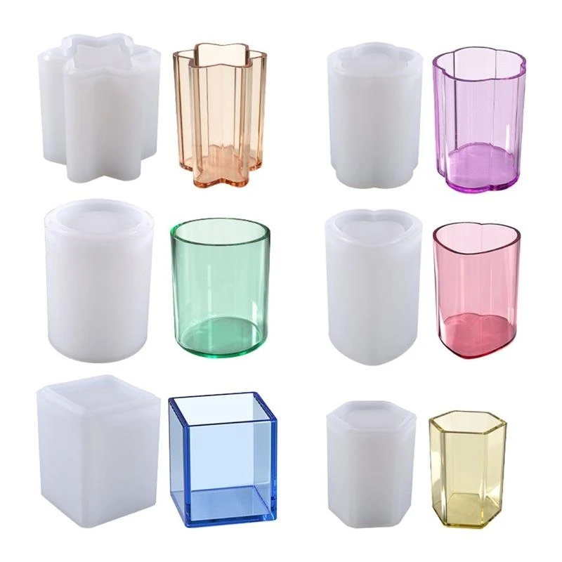 

652F Silicone Resin Mold for Pen Holder Makeup Brushes Container Jewelry Storage DIY Resin Mould Casting Crafts Gift