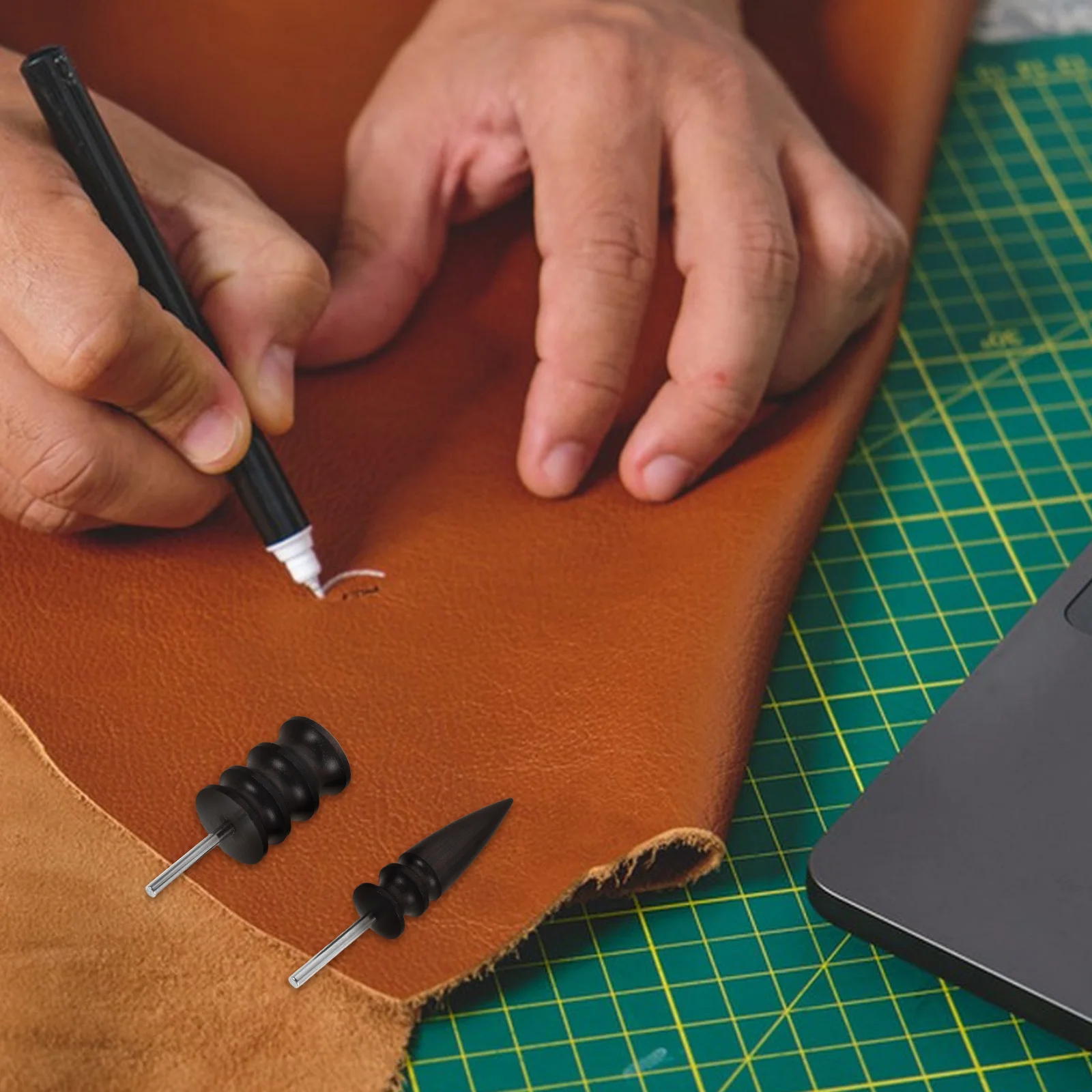 

2Pcs Rosewood Edge Burnisher Bits Professional Leatherworking Edge Tool Burnishing Tips for Craft Polishing