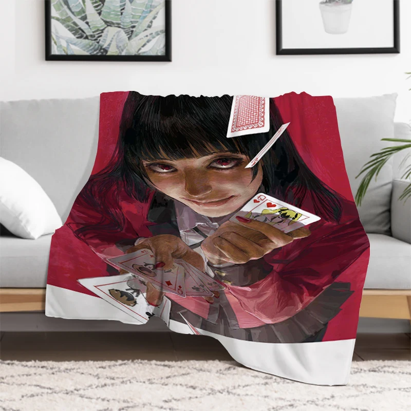 

Anime K-Kakegurui Y-Yumeko J-Jabami Throw Picnic Blankets for Winter Soft Plaid With Print Blanket Oversized Catnap Downy Office