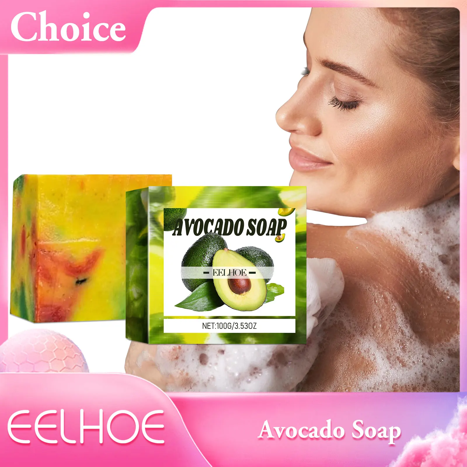 

Avocado Jasmine Soap Bar Deep Cleansing Body Wash Smooth Skin Moisturizing Brightening Skin Anti Oily Skin Rich Foam Bath Soap