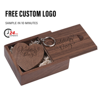 Heart Wedding Photography Gifts USB Flash Drive Free Custom Logo Wooden Pen Drive Real Capacity Memory Stick 64GB/32GB U Disk