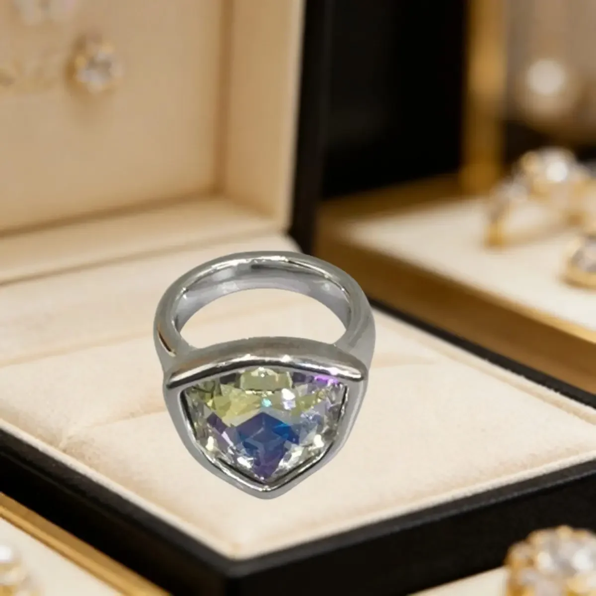 2026 Spain Bright High Beauty Colored Crystal Rings Jewelry Accessories, Banquet Gifts
