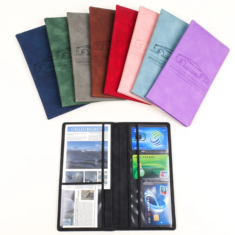 2025 Car Registration Insurance Holder Leather Men Driving License Cover Auto Documents License Storage Bag Credit Card Wallet