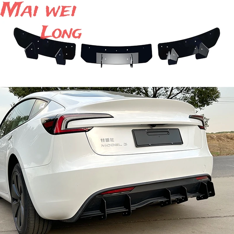 

Rear Bumper Lip Diffuser Spoiler Splitter Protector Car Styling Auto Accessories Decoration For Tesla Model 3 2023+