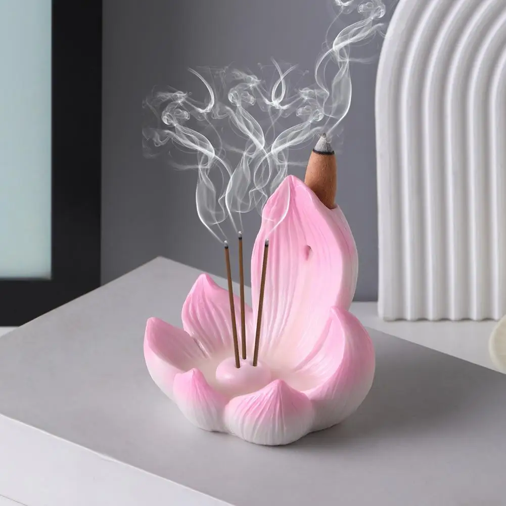 Lotus Incense Holder Resin Lotus Incense Burner Lotus Incense Stick Holder Backflow Burner Resin Cone Holder for Lovers