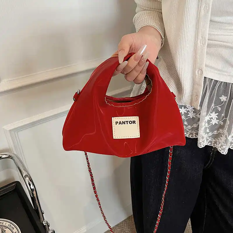 

Solid Color Women Handbags Handbag Casual Fashionable Chain Cross Body Bag Korean Versatile Simple Girls Appliques Purse