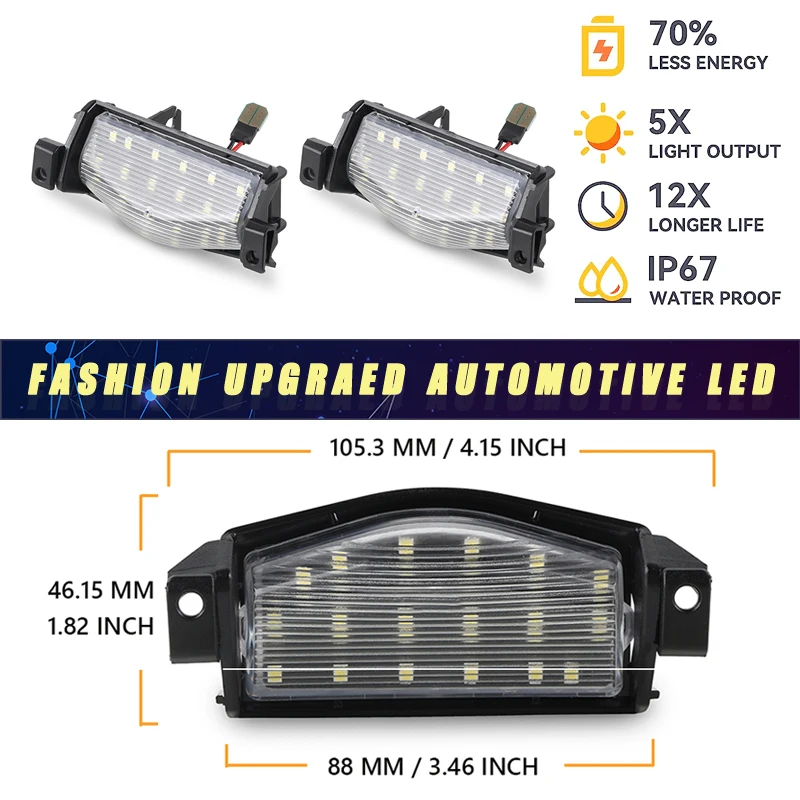 2Pcs Canbus LED License Plate Lights For Mazda 2 2011-2013 Mazda3 2009-2013 Car Rear Number Plate Lamps White OEM#BS1E-51-274E