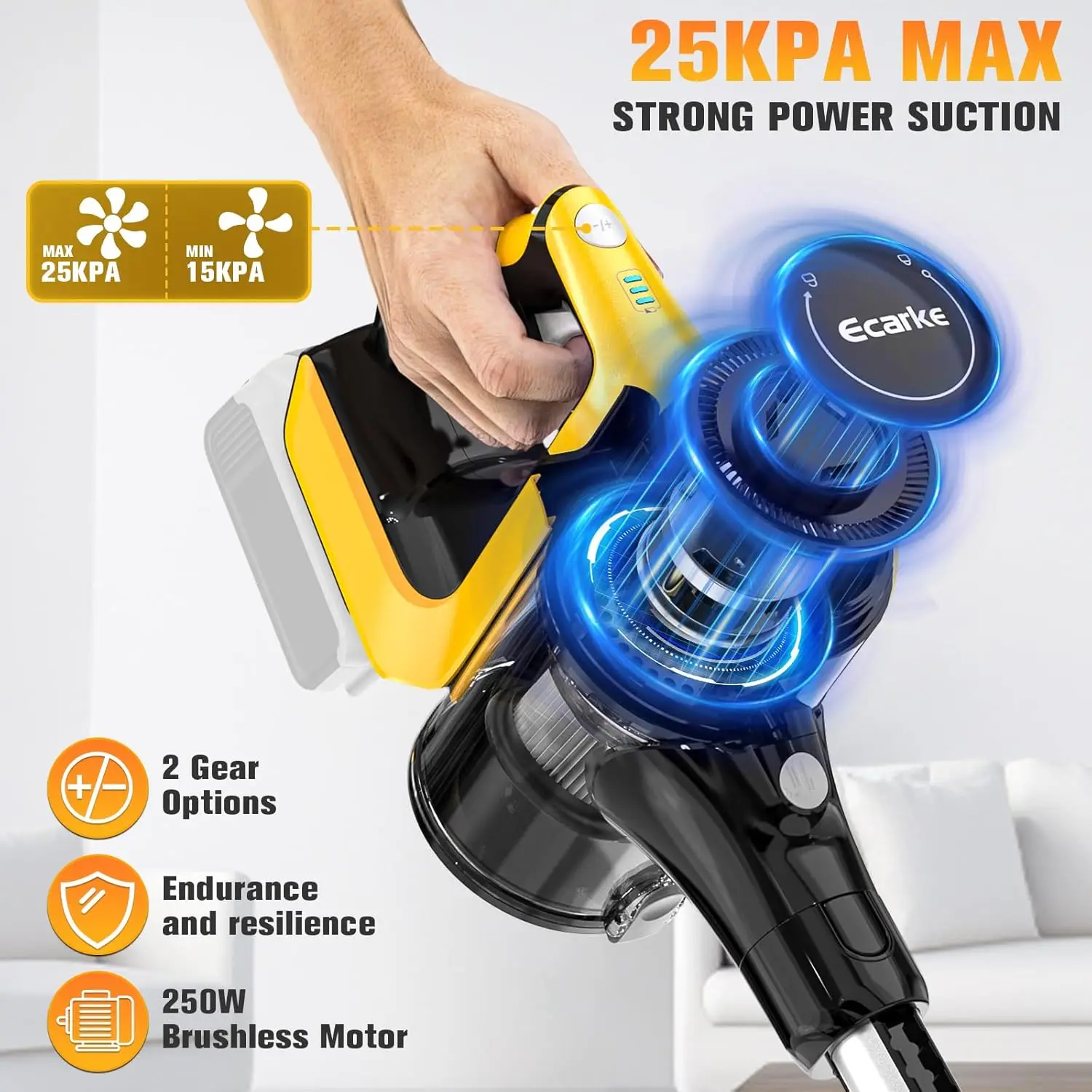 Cordless Vacuum Cleaner for DeWALT 20v Battery(no Battery), 6 in 1 Lightweight Stick Vacuum with 2 Mode Suction, 250W Upgrade Br