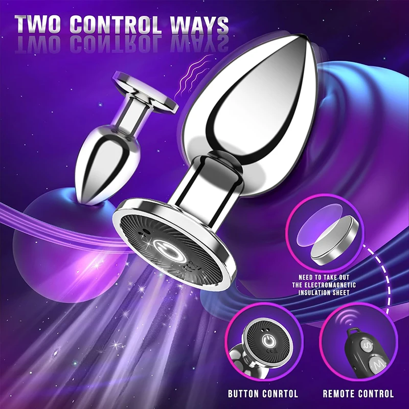 Runyu Metal Vibration Anal Plug Men and Women Adults Masturbating Trainer Remote Control Electric Backyard Magnetic Steel Plug