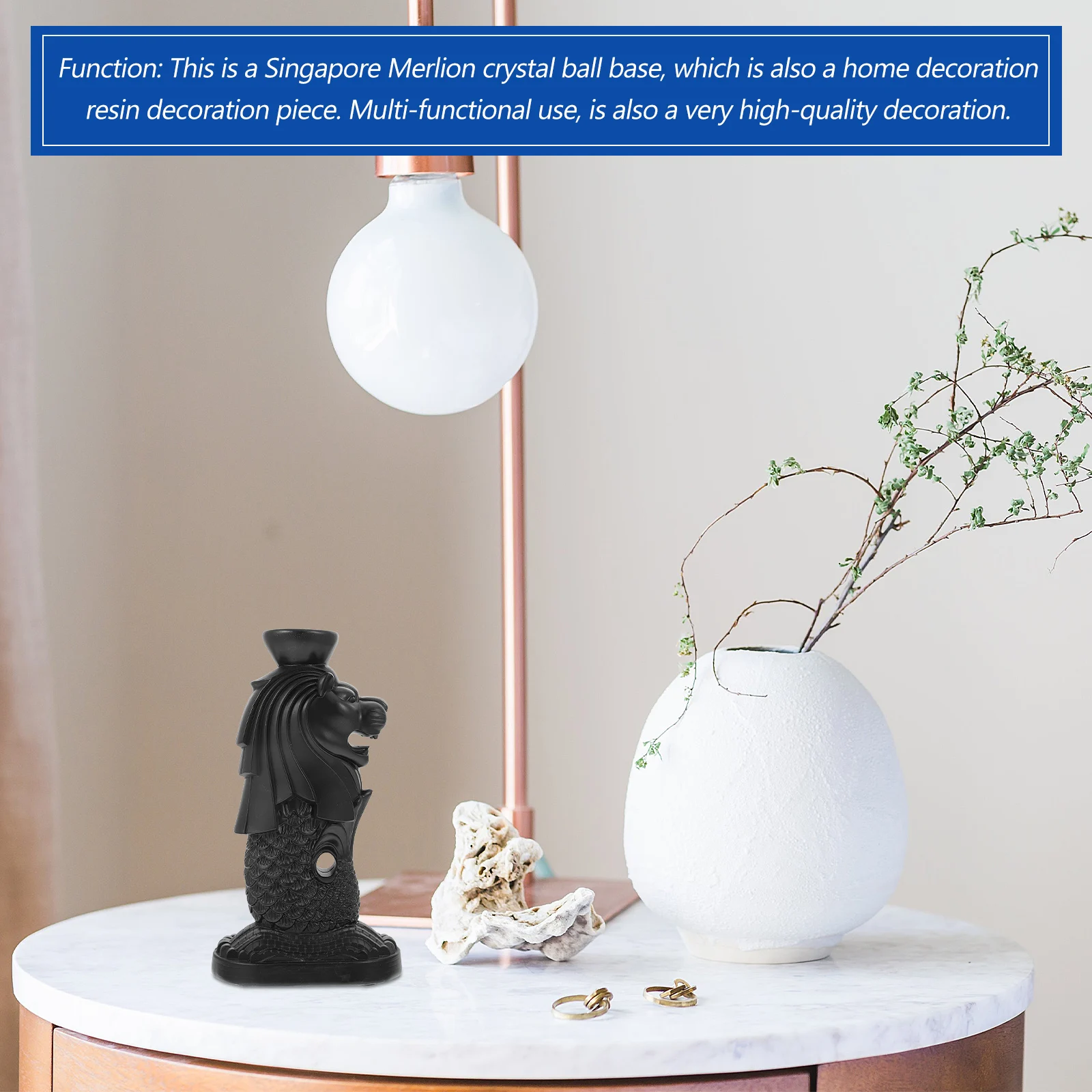 

Decorative Merlion Statue Household Adornment Ornaments for Crafts Vintage Display Stand Displaying