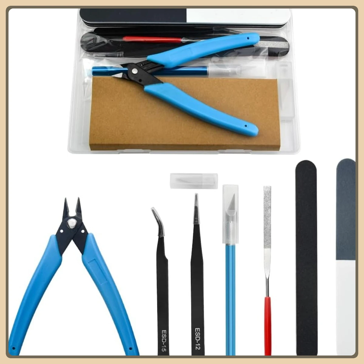 Conjunto básico de ferramentas para artesanato, 8 peças, kit de construção de hobby para modelos Gundam e carros, 7,6 x 3,1 x 1,6 polegadas, 6,3 oz