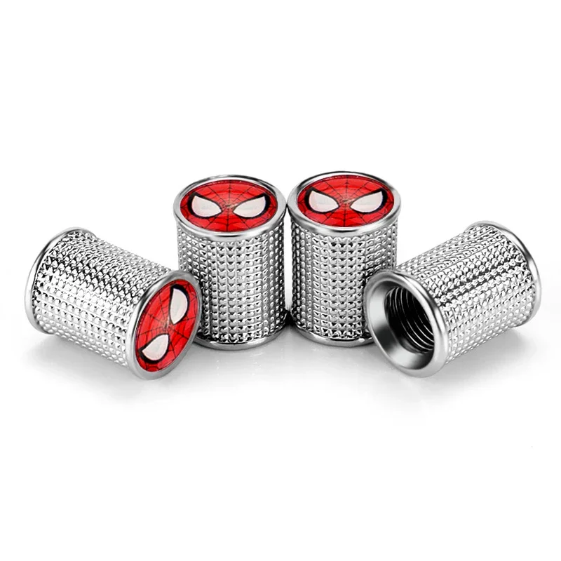4pcs Anime Cartoon Marvel Spider Man Car Wheel Tire Valve Stem Caps for Audi BMW Honda Nissan Lexus Tesla Mercedes Benz Maserati