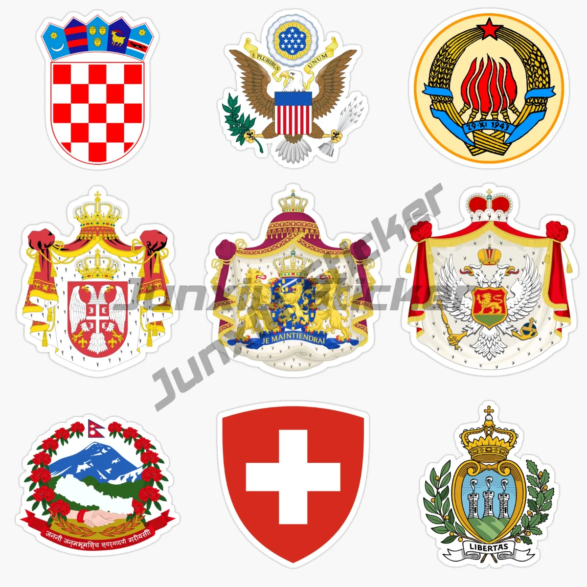 

The Netherlands MONTENEGRO Croatia U.S.A Yugoslavia Nepal Switzerland Serbia San Marino Ational Emblem Car Stickers PVC Decal
