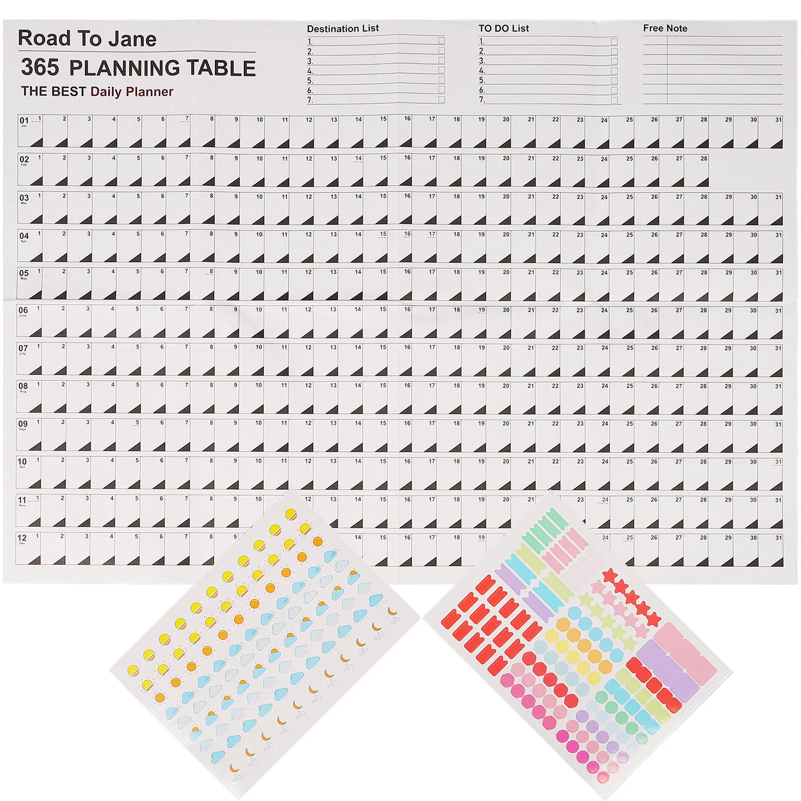 

2Pcs Wall Calendar Yearly Planner Decorative Paper Calendar Home Office Daily Schedule Organizer Memo Board Wall Planner