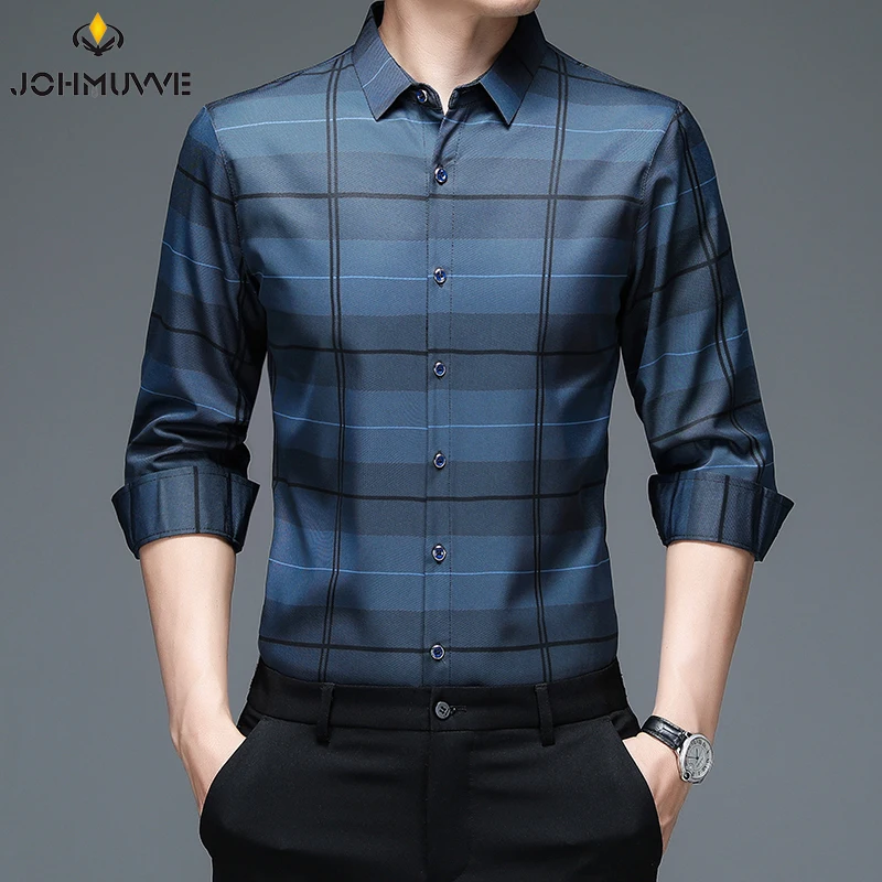 

New Men's Casual Printed Long Sleeved Lapel Shirt for Spring and Autumn Fashion Comfortable Wrinkle Free Top Without Ironing