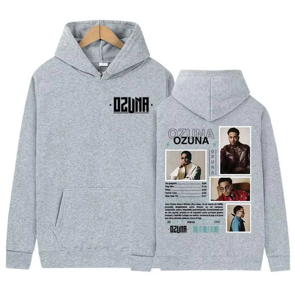 مغني الراب Ozuna جولة ألبوم جديد ميرش هودي الرجال الملابس موضة البوب الموسيقى بلوزات الهيب هوب القوطية طويلة الأكمام هوديي الشارع الشهير #4