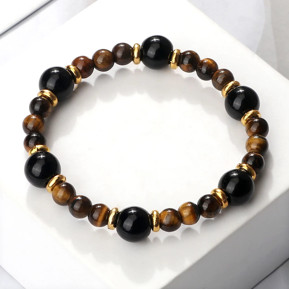 Mannen Kralen Armbanden 6 10Mm Natuurlijke Tijgeroog Steen Malachiet Black Lava Rock Bangles Vrouwen Mode Yoga Healing Sieraden geschenken