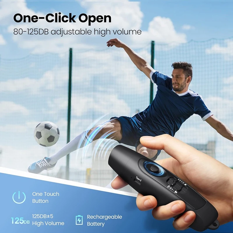 Peluit Elektronik 2X LENGKAP dengan Pengisi Daya USB, Peluit Darurat untuk Guru Pelatih Wasit, untuk Permainan Olahraga Luar Ruangan Berkemah