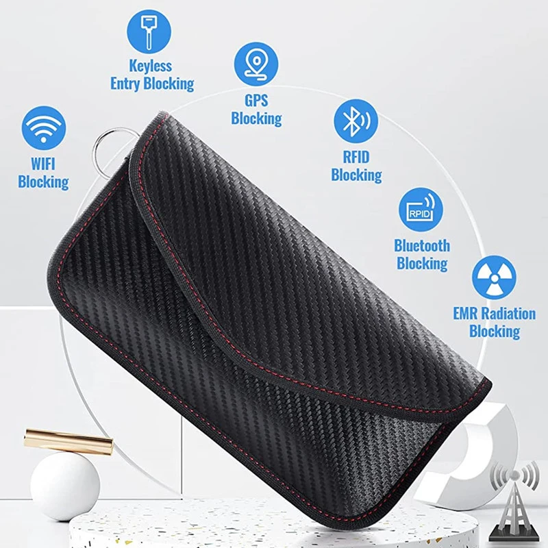 Car Key Signal Blocking Shield Case Faraday Bag Protector Pouch Signal Blocker Case RF Signal Safe Lock Bag For Car Keys