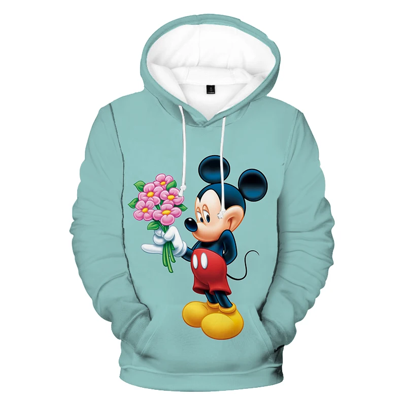 Men\'s Mickey Mouse Hoodies Cartoon Casual Hooded Coat Autumn Men Soft Pocket Sweatshirts Male Loose Tops Long Sleeve Clothes