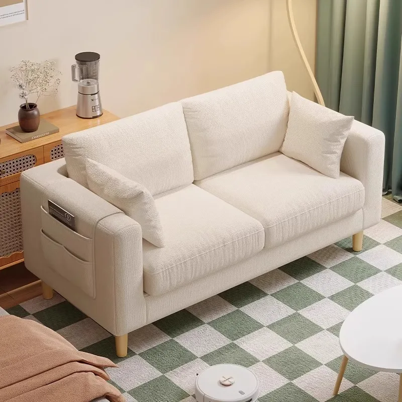 

Fabric Balcony Large Living Room Tofu Block Accent Lounge Sofa Lazy Small Apartment Straight-row Armchairs Home Furniture