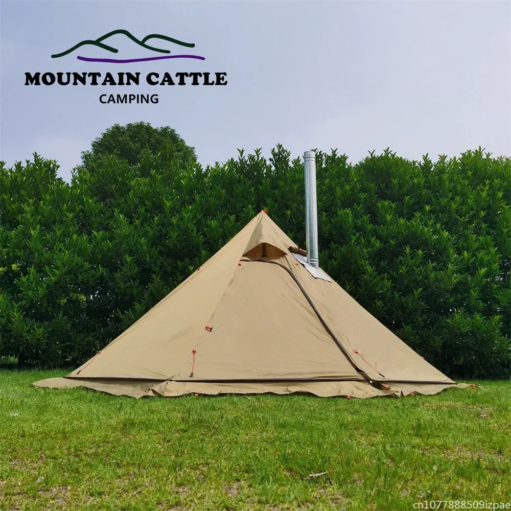 New Pyramid Tent With Snow Skirt Ultralight Outdoor Camping With A Chimney Hole For Cooking Travel Backpacking Tent Teepee Tipi