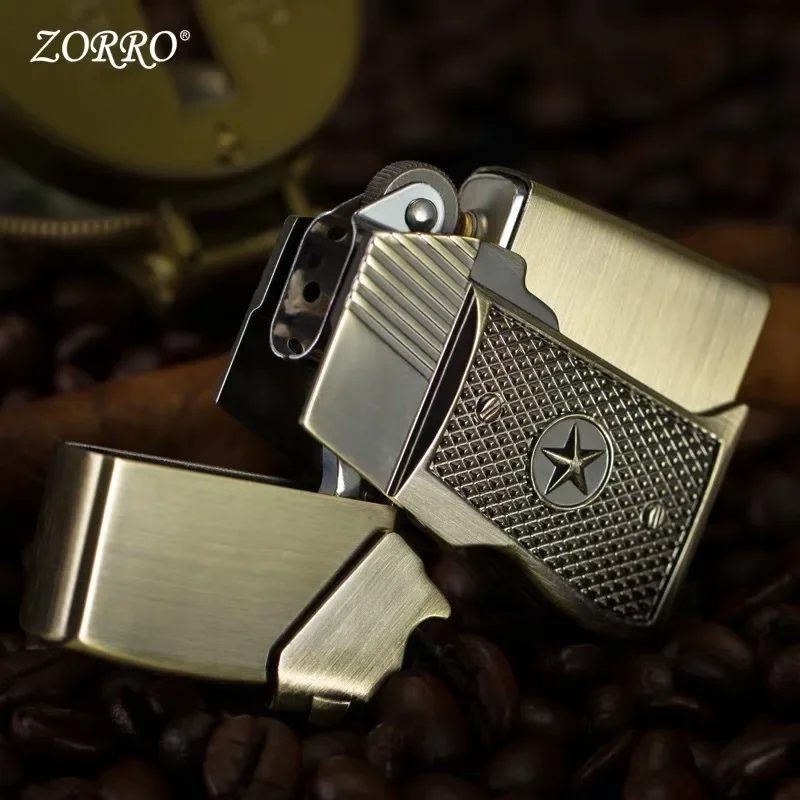 ZORRO Kerosene Lighter Unique BIU BIU Shape Copper Windproof Lighter Cigar Cigarette Lighter Men\'s Exquisite Gift Collection