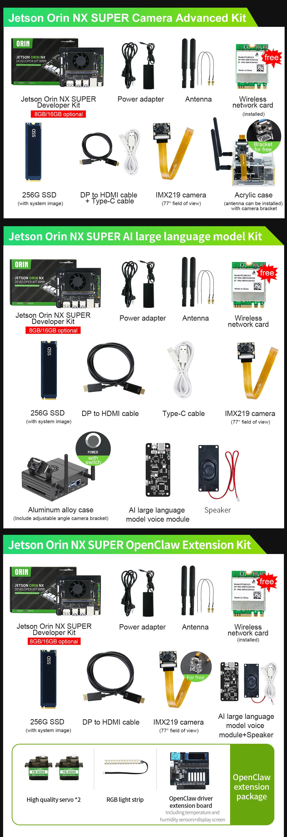 Jetson Orin NX Developer Kit Super Version mit offiziellem Core-Modul 8G/16G RAM Kostenlose 256 GB SSD bis 117/157 TOPS Computing Power – Detail 3