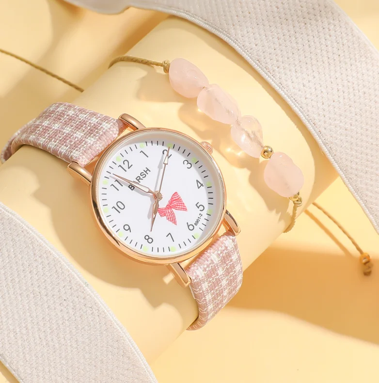 

Нет подарочной коробки; милый розовый комплект часов и браслета для девочек; подходит для фестивалей и дней рождения в подарок.