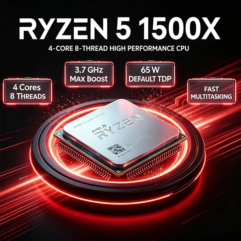 AMD Ryzen 5 1500X Processor 4-Core 8-Thread 3.5GHz Base 3.7GHz Max Boost AM4 Socket 16MB Cache 14nm 65W TDP Unlocked Desktop CPU