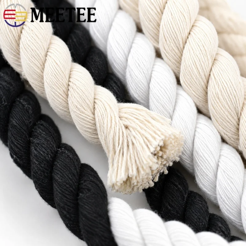 2-20M 5-20mm Cotton Macrame Cord 3-Ply Twisted Rope for Plant Hangers Wall Decor Handmade Bags Home Weaving Craft Materials DIY